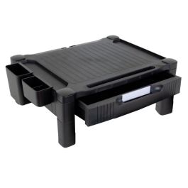 Soporte Q-Connect Para Monitor -Impresora Ajustable Altura 10,3 cm A 13,3 cm Con Cajon Color Negro 434x336X133 mm