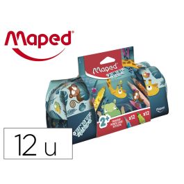 Bolso Escolar Portatodo Maped Ungle Fever Con 12 Rotuladores Colores Surtidos + 12 Lapices De Colores