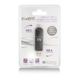 Ewent EW1075 lector de tarjeta USB 3.2 Gen 1 (3.1 Gen 1) Type-A/Type-C Negro