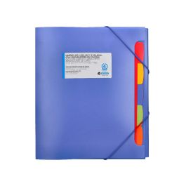Carpeta Beautone 4 Anillas 25 mm Con 5 Separadores 3 Solapas Cierre Gomas Polipropileno Din A4 Color Azul
