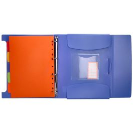 Carpeta Beautone 4 Anillas 25 mm Con 5 Separadores 3 Solapas Cierre Gomas Polipropileno Din A4 Color Azul