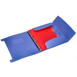 Carpeta Beautone 4 Anillas 25 mm Con 5 Separadores 3 Solapas Cierre Gomas Polipropileno Din A4 Color Azul