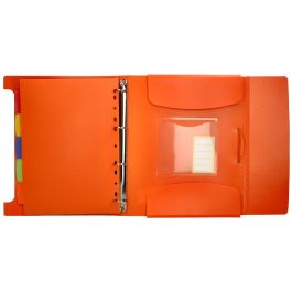 Carpeta Beautone 4 Anillas 25 mm Con 5 Separadores 3 Solapas Cierre Gomas Polipropileno Din A4 Color Naranja