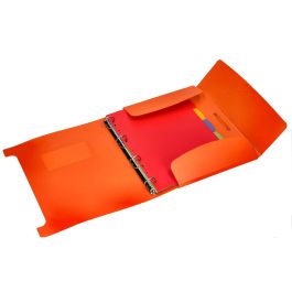 Carpeta Beautone 4 Anillas 25 mm Con 5 Separadores 3 Solapas Cierre Gomas Polipropileno Din A4 Color Naranja