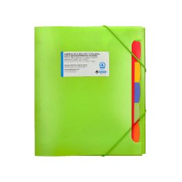Carpeta Beautone 4 Anillas 25 mm Con 5 Separadores 3 Solapas Cierre Gomas Polipropileno Din A4 Color Verde