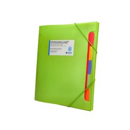 Carpeta Beautone 4 Anillas 25 mm Con 5 Separadores 3 Solapas Cierre Gomas Polipropileno Din A4 Color Verde