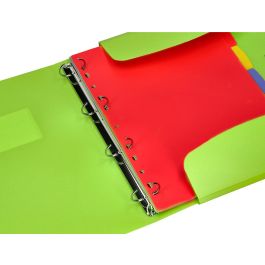 Carpeta Beautone 4 Anillas 25 mm Con 5 Separadores 3 Solapas Cierre Gomas Polipropileno Din A4 Color Verde