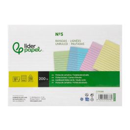 Tarjeta Liderpapel Para Estudiar Rayada Cartulina De Colores 170 gr-M2 160x220 mm Paquete De 200 Unidades