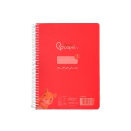 Cuaderno Espiral Liderpapel Din A5 Pautaguia Tapa Plastico 80H 90 gr Cuadro Pautado 3 mm Con Margen Color Rojo 5 unidades