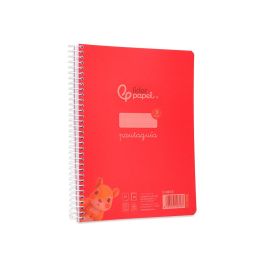 Cuaderno Espiral Liderpapel Din A5 Pautaguia Tapa Plastico 80H 90 gr Cuadro Pautado 3 mm Con Margen Color Rojo 5 unidades