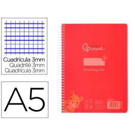 Cuaderno Espiral Liderpapel Din A5 Pautaguia Tapa Plastico 80H 90 gr Cuadro Pautado 3 mm Con Margen Color Rojo 5 unidades Precio: 20.4369004598. SKU: B13XAEPME3