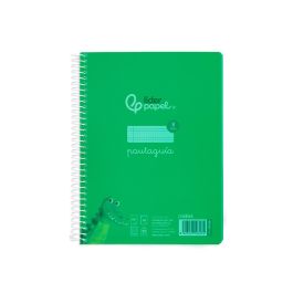 Cuaderno Espiral Liderpapel Din A5 Pautaguia Tapa Plastico 80H 90 gr Cuadro Pautado 3 mm Con Margen Color Verde 5 unidades