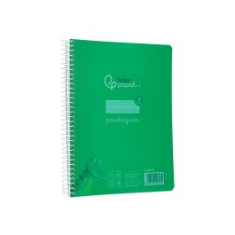 Cuaderno Espiral Liderpapel Din A5 Pautaguia Tapa Plastico 80H 90 gr Cuadro Pautado 3 mm Con Margen Color Verde 5 unidades