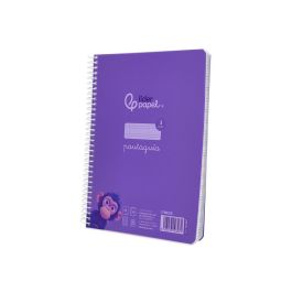 Cuaderno Espiral Liderpapel Din A5 Pautaguia Tapa Plastico 80H 90 gr Cuadro Pautado 3 mm Con Margen Color Lila 5 unidades