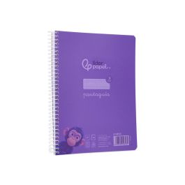 Cuaderno Espiral Liderpapel Din A5 Pautaguia Tapa Plastico 80H 90 gr Cuadro Pautado 3 mm Con Margen Color Lila 5 unidades