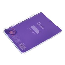 Cuaderno Espiral Liderpapel Din A5 Pautaguia Tapa Plastico 80H 90 gr Cuadro Pautado 3 mm Con Margen Color Lila 5 unidades