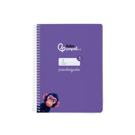 Cuaderno Espiral Liderpapel Din A5 Pautaguia Tapa Blanda 40H 75 gr Cuadro Pautado 5 mm Color Lila 5 unidades