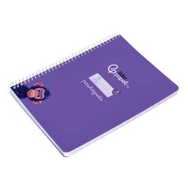 Cuaderno Espiral Liderpapel Din A5 Pautaguia Tapa Blanda 40H 75 gr Cuadro Pautado 5 mm Color Lila 5 unidades