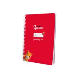 Cuaderno Espiral Liderpapel Din A5 Pautaguia Tapa Blanda 40H 75 gr Cuadro Pautado 5 mm Color Rojo 5 unidades