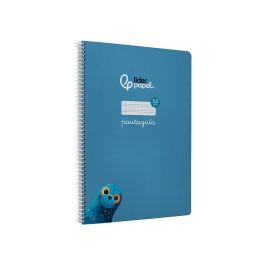 Cuaderno Espiral Liderpapel Din A4 Pautaguia Tapa Dura 80H 90 gr Cuadro Pautado 2,5 mm Color Azul 5 unidades