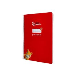 Cuaderno Espiral Liderpapel Din A4 Pautaguia Tapa Dura 80H 90 gr Cuadro Pautado 2,5 mm Color Rojo 5 unidades