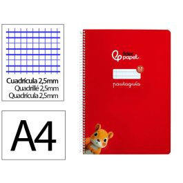 Cuaderno Espiral Liderpapel Din A4 Pautaguia Tapa Dura 80H 90 gr Cuadro Pautado 2,5 mm Color Rojo 5 unidades