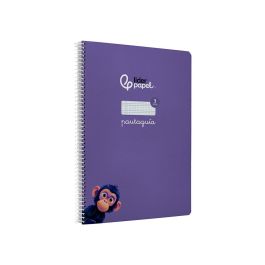 Cuaderno Espiral Liderpapel Din A4 Pautaguia Tapa Dura 80H 90 gr Cuadro Pautado 3 mm Color Lila 5 unidades