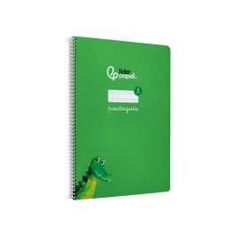 Cuaderno Espiral Liderpapel Din A4 Pautaguia Tapa Dura 80H 90 gr Cuadro Pautado 3 mm Color Verde 5 unidades