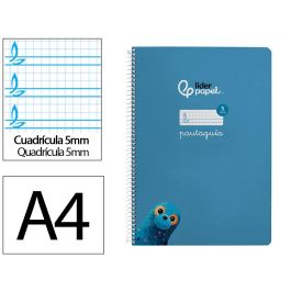 Cuaderno Espiral Liderpapel Din A4 Pautaguia Tapa Dura 80H 90 gr Cuadro Pautado 5 mm Color Azul 5 unidades