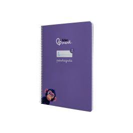 Cuaderno Espiral Liderpapel Din A4 Pautaguia Tapa Dura 80H 90 gr Cuadro Pautado 5 mm Color Lila 5 unidades