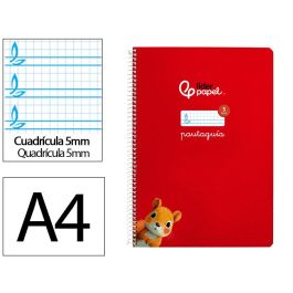 Cuaderno Espiral Liderpapel Din A4 Pautaguia Tapa Dura 80H 90 gr Cuadro Pautado 5 mm Color Rojo 5 unidades