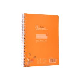 Cuaderno Espiral Liderpapel Din A5 Pautaguia Tapa Plastico 80H 90 gr Cuadro Pautado 3 mm Color Naranja 5 unidades