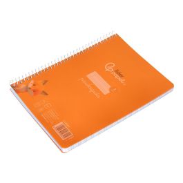 Cuaderno Espiral Liderpapel Din A5 Pautaguia Tapa Plastico 80H 90 gr Cuadro Pautado 3 mm Color Naranja 5 unidades