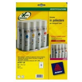 Paquete 20 Hojas Etiquetas de Poliéster Blanco-Impresoras Láser-99,1X42,3 Mm Avery L4776-20