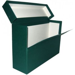 Mariola Caja de transferencia cartón forrado con tela geltex folio verde