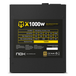 NOX HUMMER X 1000W PLUS GOLD unidad de fuente de alimentación 24-pin ATX Negro