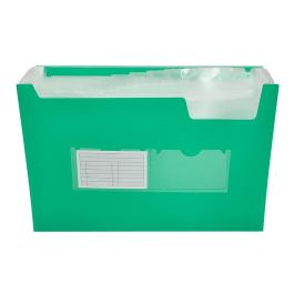 Carpeta Liderpapel Clasificador Fuelle 32113 Polipropileno Din A4 Verde Transparente 13 Departamentos