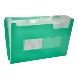 Carpeta Liderpapel Clasificador Fuelle 32113 Polipropileno Din A4 Verde Transparente 13 Departamentos