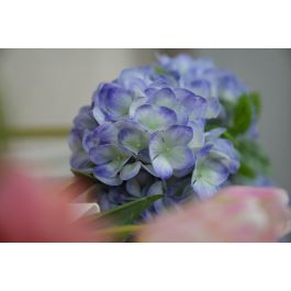 Flor Artificial Hortensia Tacto Natural Azul Latex