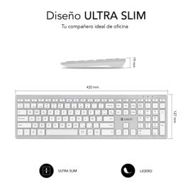 SUBBLIM Teclado Completo delgado inalámbrico Bluetooth Pure Extended Silver