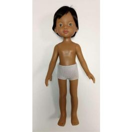 Muñeca sin ropa balbino niño latino con pelo corto negro y raya al lado, ojos grises 32 cm