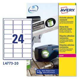Paquete 20 Hojas Etiquetas de Poliéster Blanco-Impresoras Láser-63,5X33,9 Mm Avery L4773-20