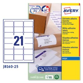 Paquete 25 Hojas Etiquetas Blancas Quick Dry-Impresoras de Inyección de Tinta-63,5X38,1 Mm Avery J8160-25 Precio: 24.78999963. SKU: B1FE5ADGDZ