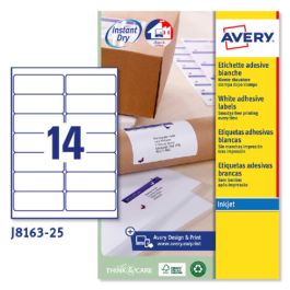Paquete 25 Hojas Etiquetas Blancas Quick Dry-Impresoras de Inyección de Tinta-99,1X38,1 Mm Avery J8163-25 Precio: 27.95000054. SKU: B1C6FEMAJL