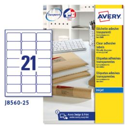 Paquete 25 Hojas Etiquetas Transparentes Quickpeel-Impresoras de Inyección de Tinta-63,5X38,1 Mm Avery J8560-25 Precio: 41.50000041. SKU: B17GJGXZH9