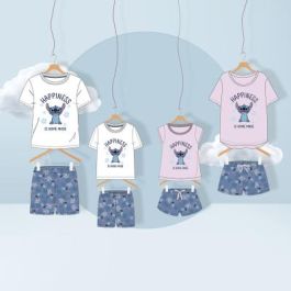 Pijama Corto Single Jersey Punto Stitch Azul