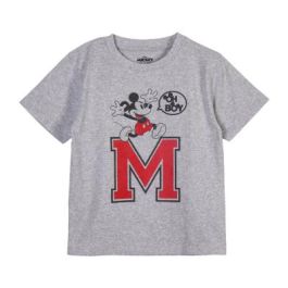 Camiseta Corta Single Jersey Punto Mickey Gris