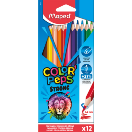 Maped Lápices de colores color´peps strong estuche de 12 + lápiz + sacapuntas c/surtidos