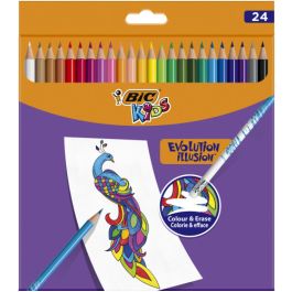 Bic Lápices de colores evolution illusion borrables con goma surtidos - caja de 24 -