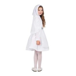 Disfraz monada blanca navidad vestido con enaguas y cubrehombros con capucha talla 3-4 y